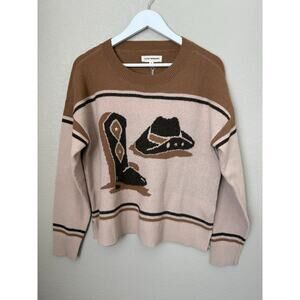 Lucky Brand Sweater Size Medium NWT Cowboy Country Western Boot Hat